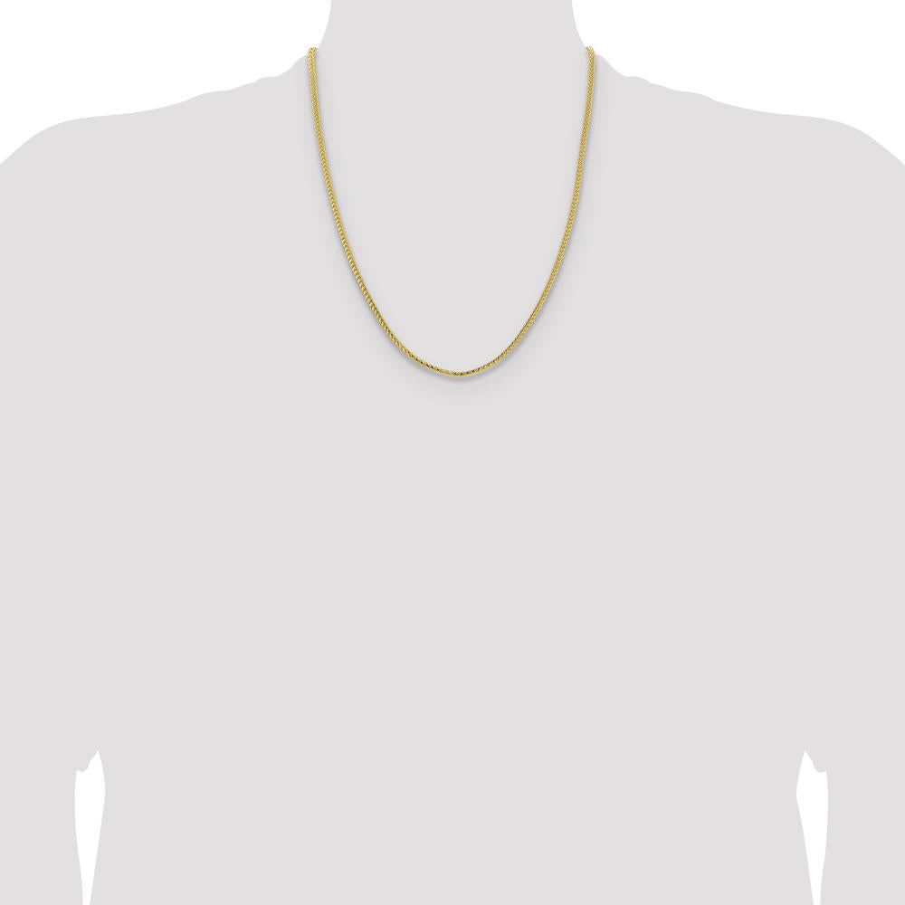 14K Yellow Gold 22" Franco Chain with Fancy Lobster Clasp - 3mm Width by Oro Pregiato