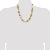 14K Yellow Gold 22-Inch 10mm Concave Open Figaro Chain Necklace by Oro Pregiato