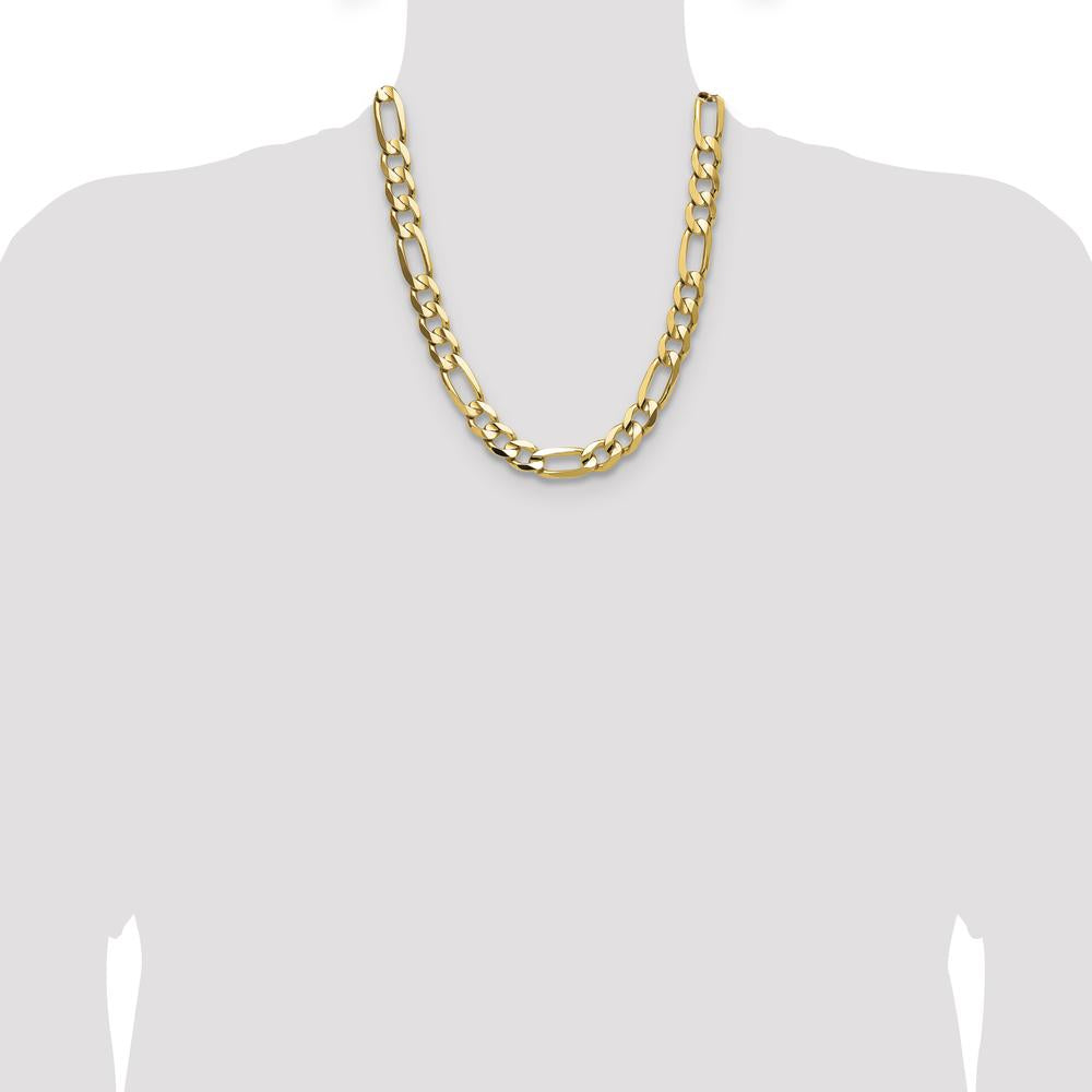 14K Yellow Gold 22-Inch 10mm Concave Open Figaro Chain Necklace by Oro Pregiato