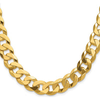 14K Yellow Gold 22-inch 12.0mm Flat Beveled Curb Chain Necklace by Oro Pregiato
