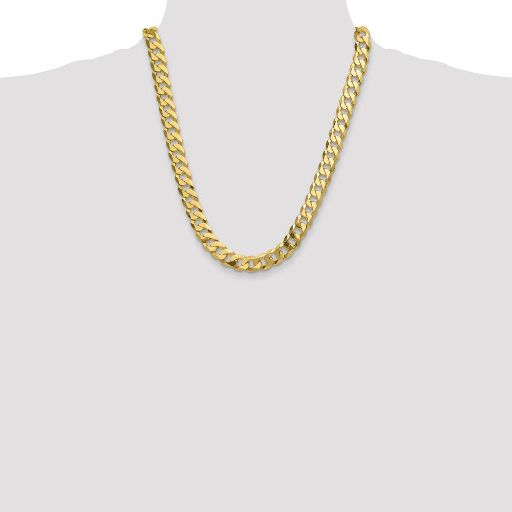 14K Yellow Gold 22-inch 12.0mm Flat Beveled Curb Chain Necklace by Oro Pregiato