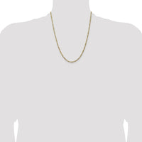 14K Yellow Gold 22-inch 3mm Flat Figaro Chain with Lobster Clasp by Oro Pregiato