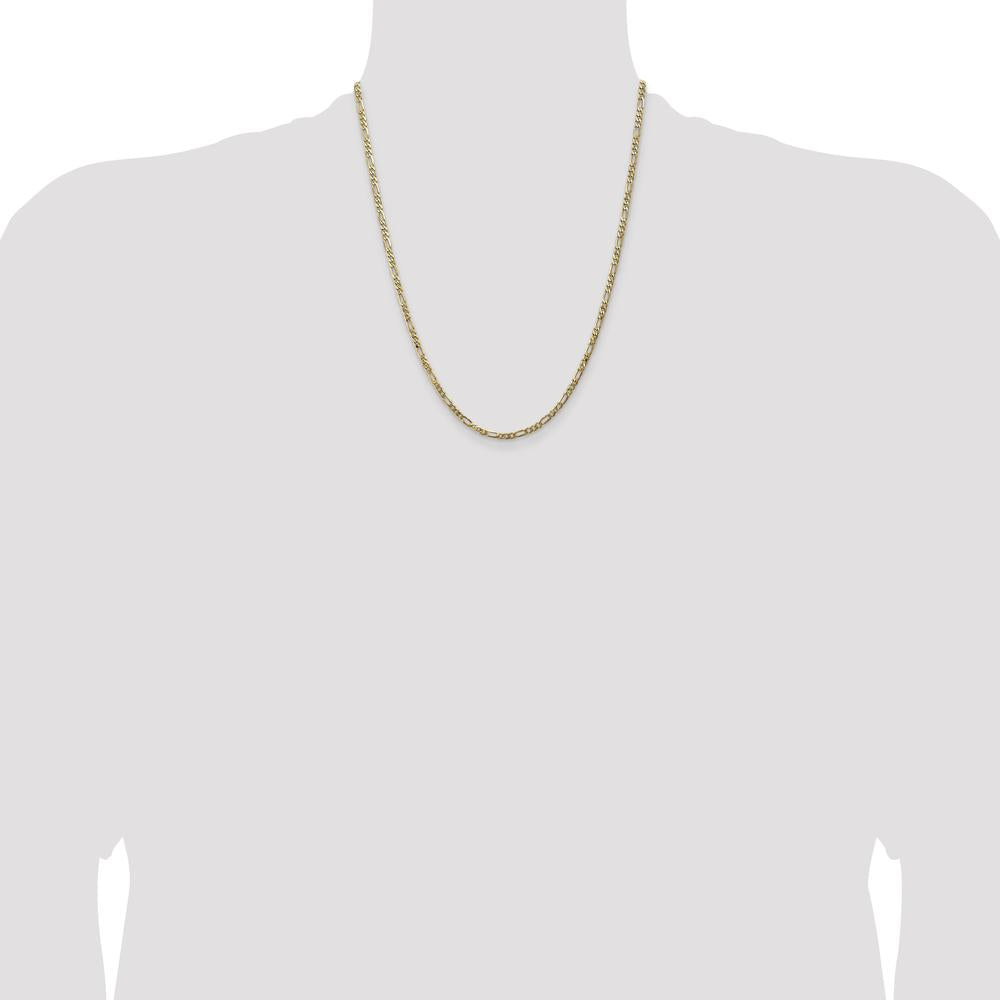14K Yellow Gold 22-inch 3mm Flat Figaro Chain with Lobster Clasp by Oro Pregiato