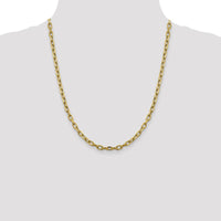 14K Yellow Gold 22-Inch 4.9mm Semi-Solid Diamond-Cut Open Link Cable Chain Necklace with Lobster Clasp by Oro Pregiato