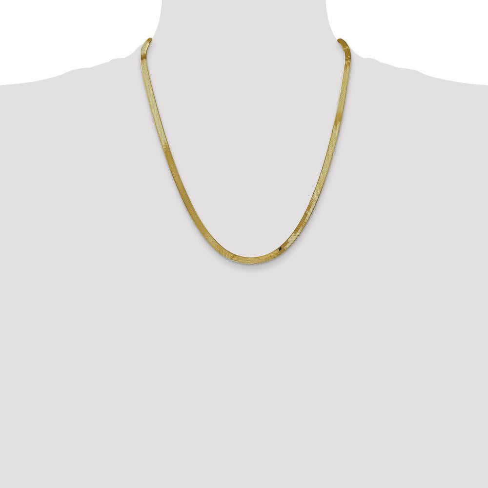 14K Yellow Gold 22-inch 4mm Herringbone Chain Necklace - Solid & Polished Finish by 0