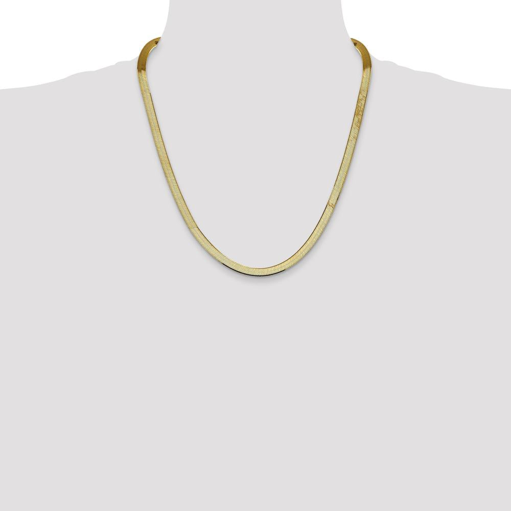 14K Yellow Gold 22-Inch 5.5mm Solid Herringbone Chain Necklace - Polished Finish by 0