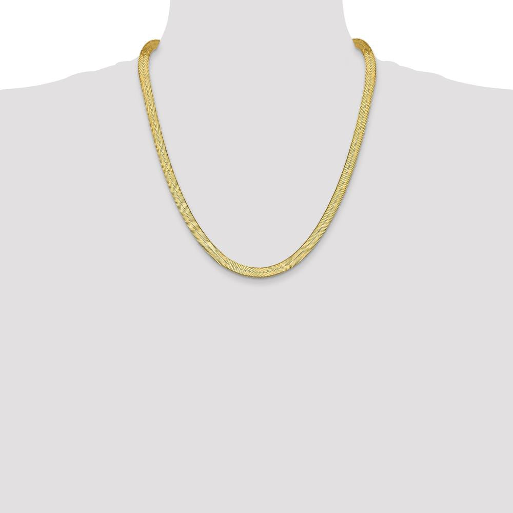 14K Yellow Gold 22-Inch 6.5mm Solid Polished Herringbone Chain with Lobster Clasp by 0