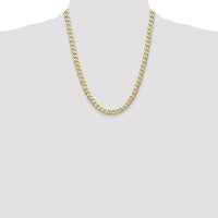 14K Yellow Gold 22-Inch 7.5mm Semi-Solid Curb Chain Necklace by Oro Pregiato