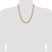 14K Yellow Gold 22-Inch 9.4mm Semi-Solid Figaro Chain with Polished Finish by Oro Pregiato