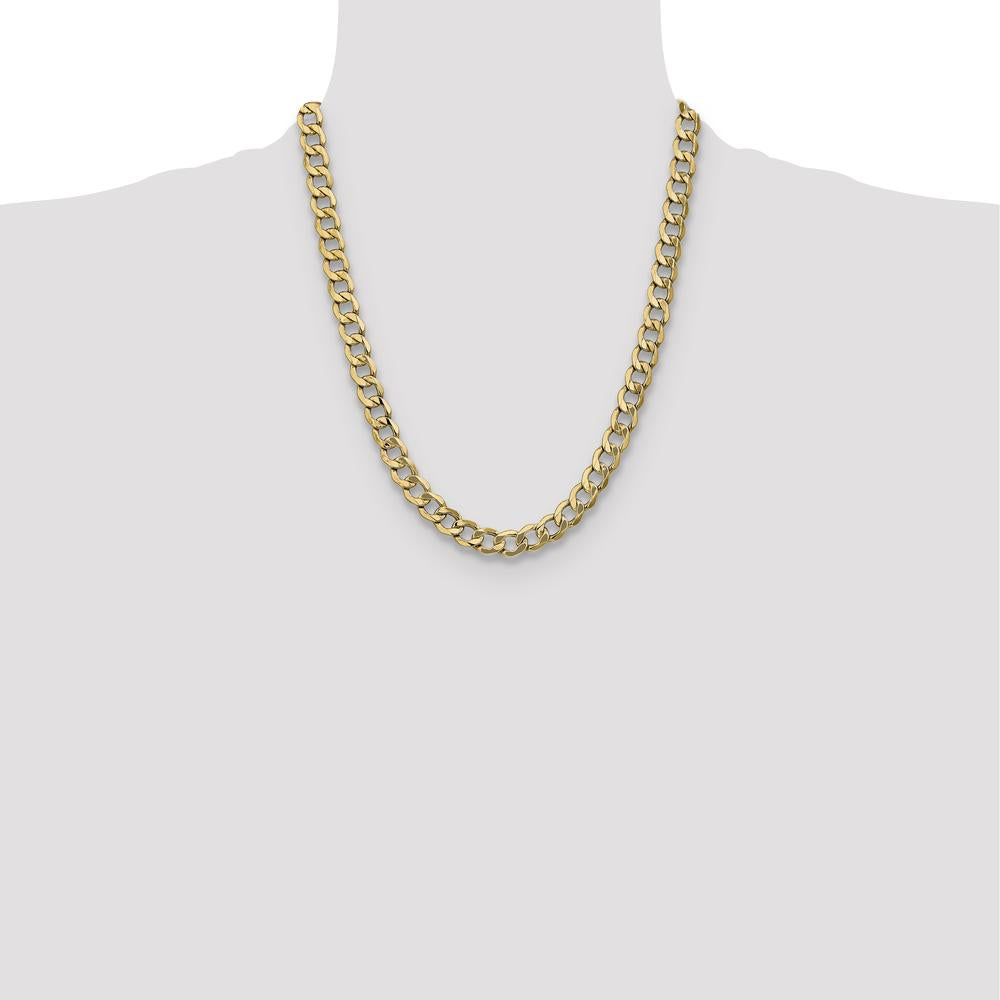 14K Yellow Gold 22-Inch 9mm Semi-Solid Curb Chain Necklace by Oro Pregiato