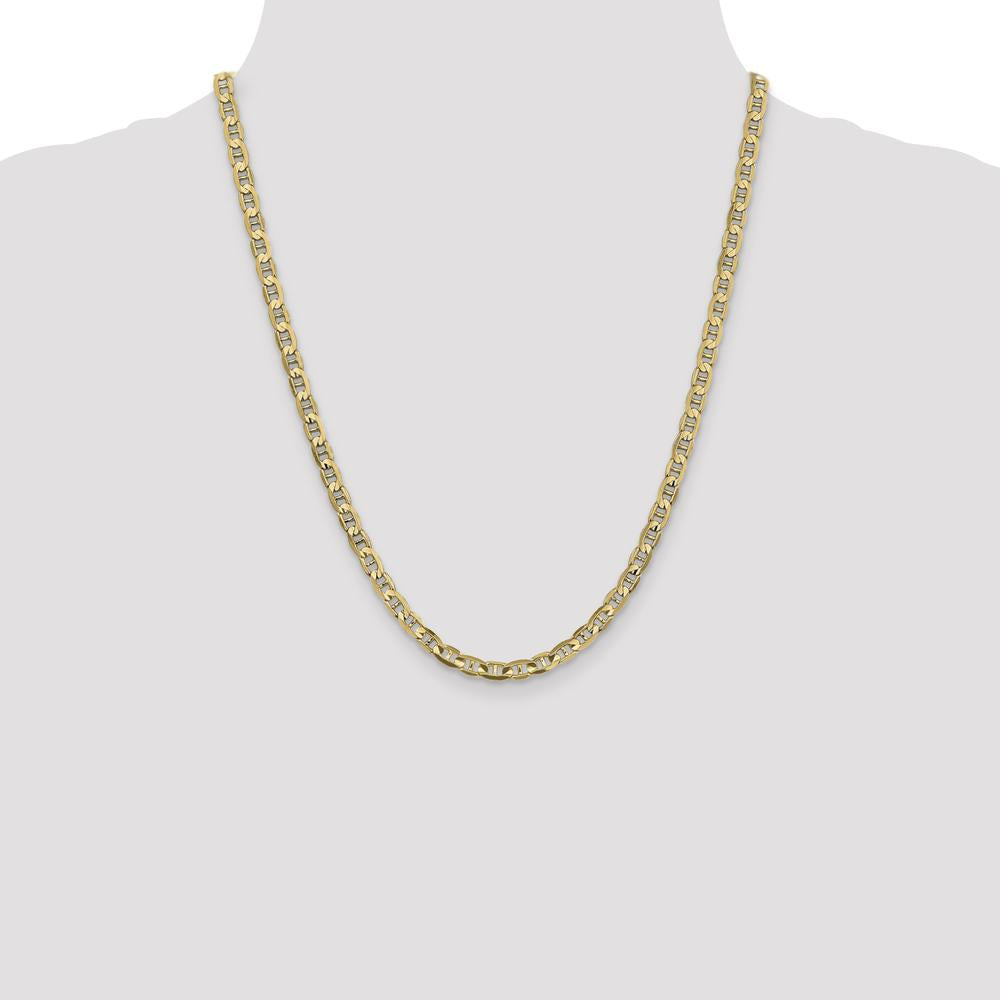 14K Yellow Gold 22-Inch Concave Anchor Chain Necklace - 4.5mm Width by Oro Pregiato