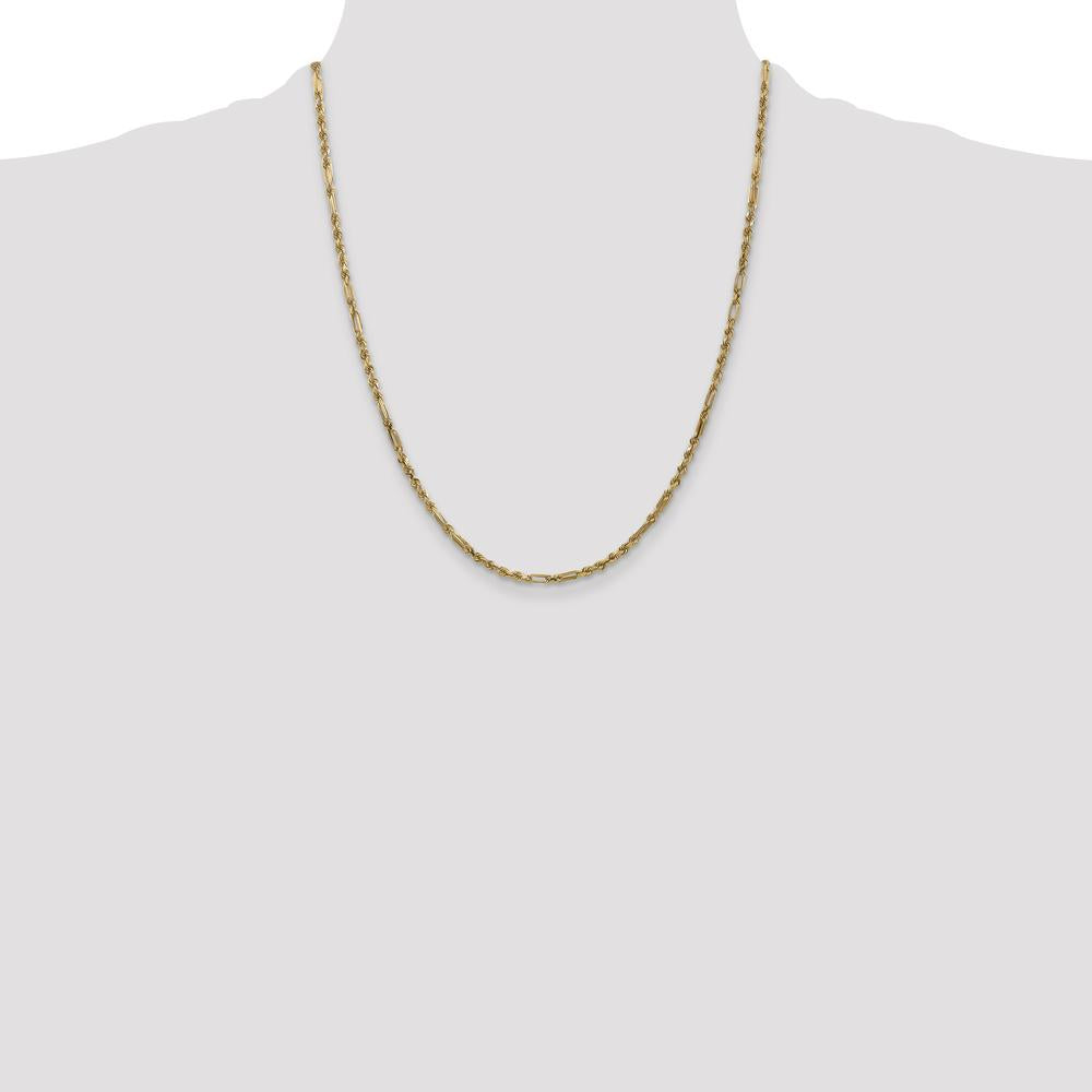 14K Yellow Gold 22 Inch Diamond-Cut Milano Rope Chain Necklace with Lobster Clasp - 2.5mm Solid Design by Oro Pregiato