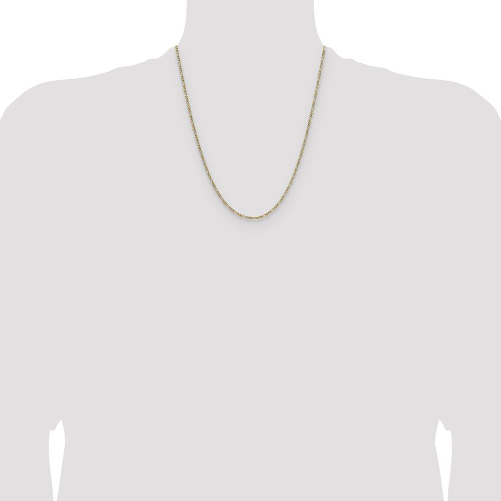 14K Yellow Gold 22-inch Figaro Chain Necklace - 1.9mm Wide by Oro Pregiato