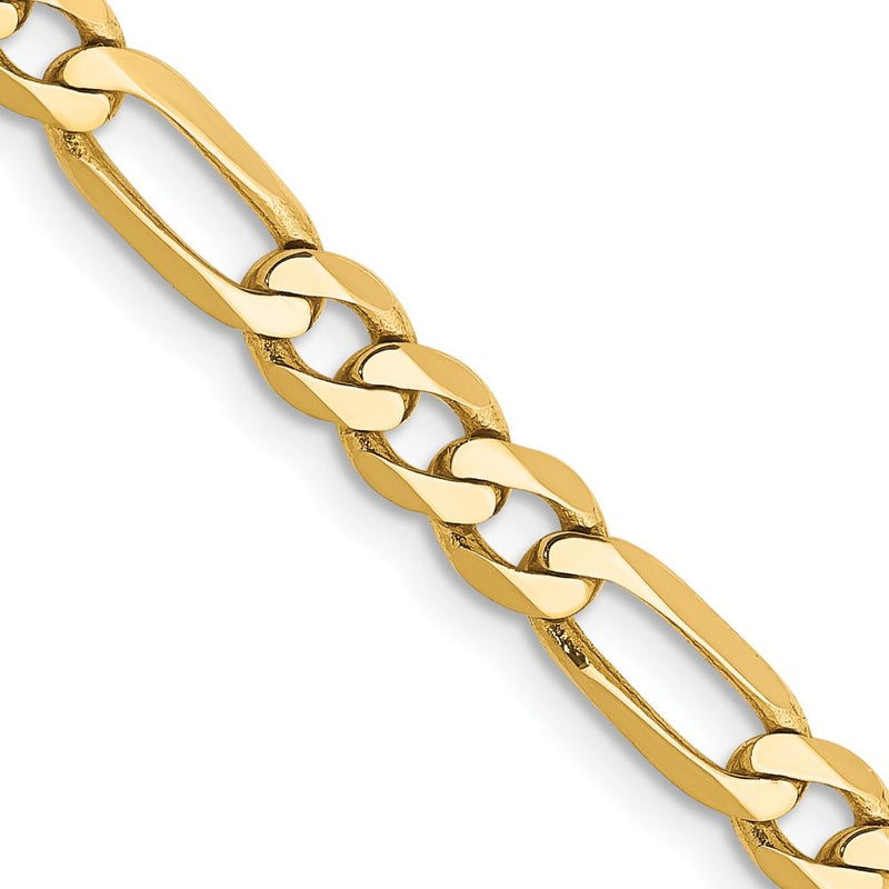 14K Yellow Gold 22-Inch Figaro Chain Necklace - 4.75mm Flat Links with Lobster Clasp by Oro Pregiato