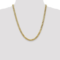 14K Yellow Gold 22-inch Flat Beveled Curb Chain - 6.25mm Width by Oro Pregiato