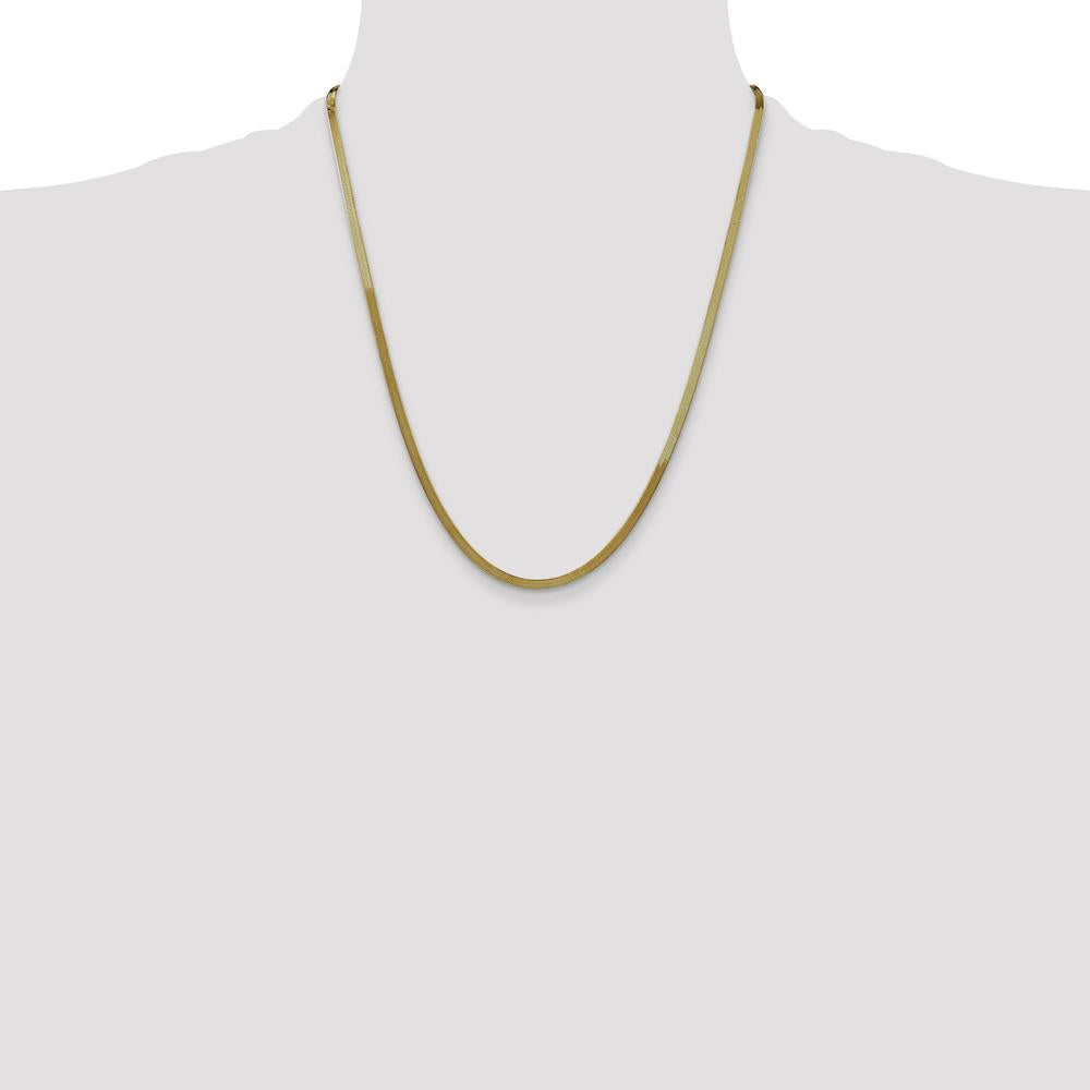 14K Yellow Gold 22-inch Herringbone Chain - 3mm Width by 0