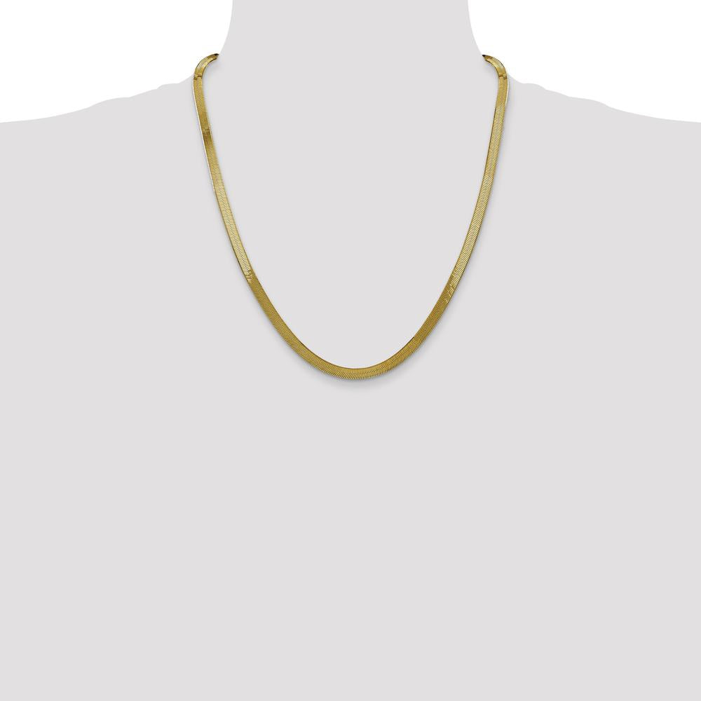 14K Yellow Gold 22-inch Herringbone Chain Necklace - 5mm Width by 0