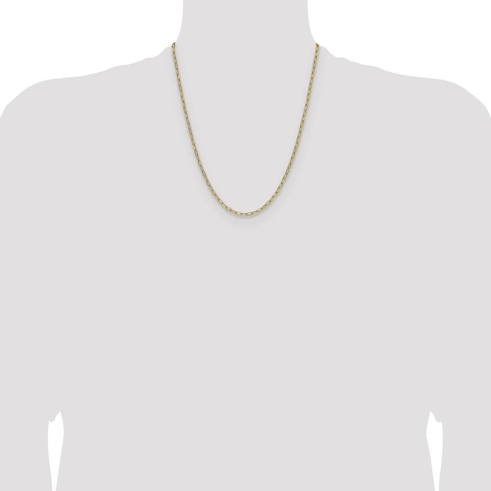 14K Yellow Gold 22-Inch Semi-Solid Beveled Paperclip Chain Necklace - 3mm Width by Oro Pregiato