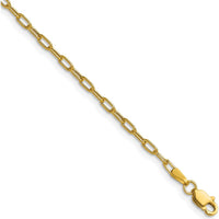 14K Yellow Gold 22-Inch Semi-Solid Beveled Paperclip Chain Necklace by Oro Pregiato