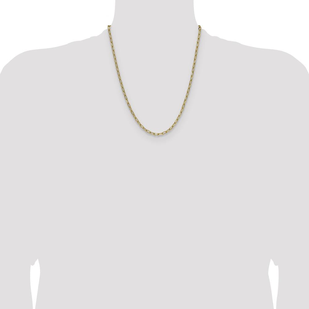 14K Yellow Gold 22-Inch Semi-Solid Beveled Paperclip Chain Necklace - Polished Finish by Oro Pregiato