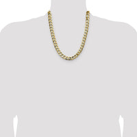 14K Yellow Gold 22-inch Semi-Solid Curb Chain Necklace - 11.3mm Width by Oro Pregiato