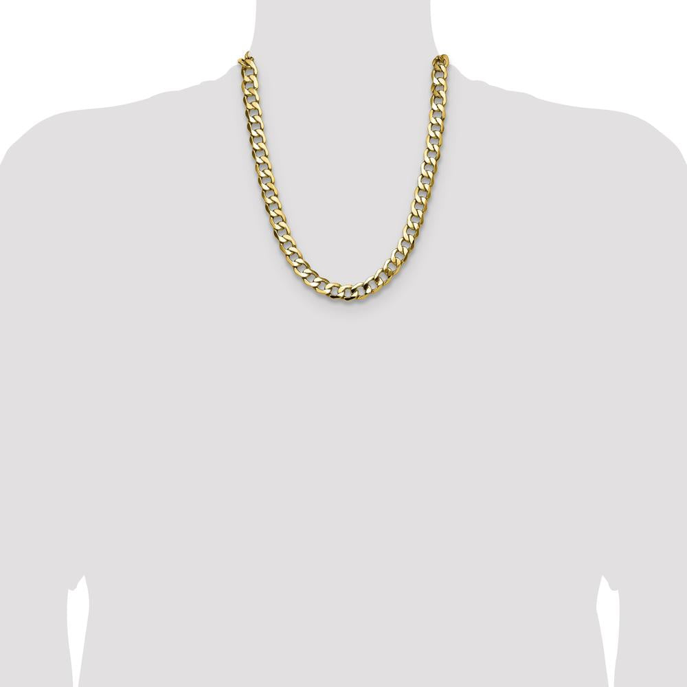 14K Yellow Gold 22-inch Semi-Solid Curb Chain Necklace - 11.3mm Width by Oro Pregiato