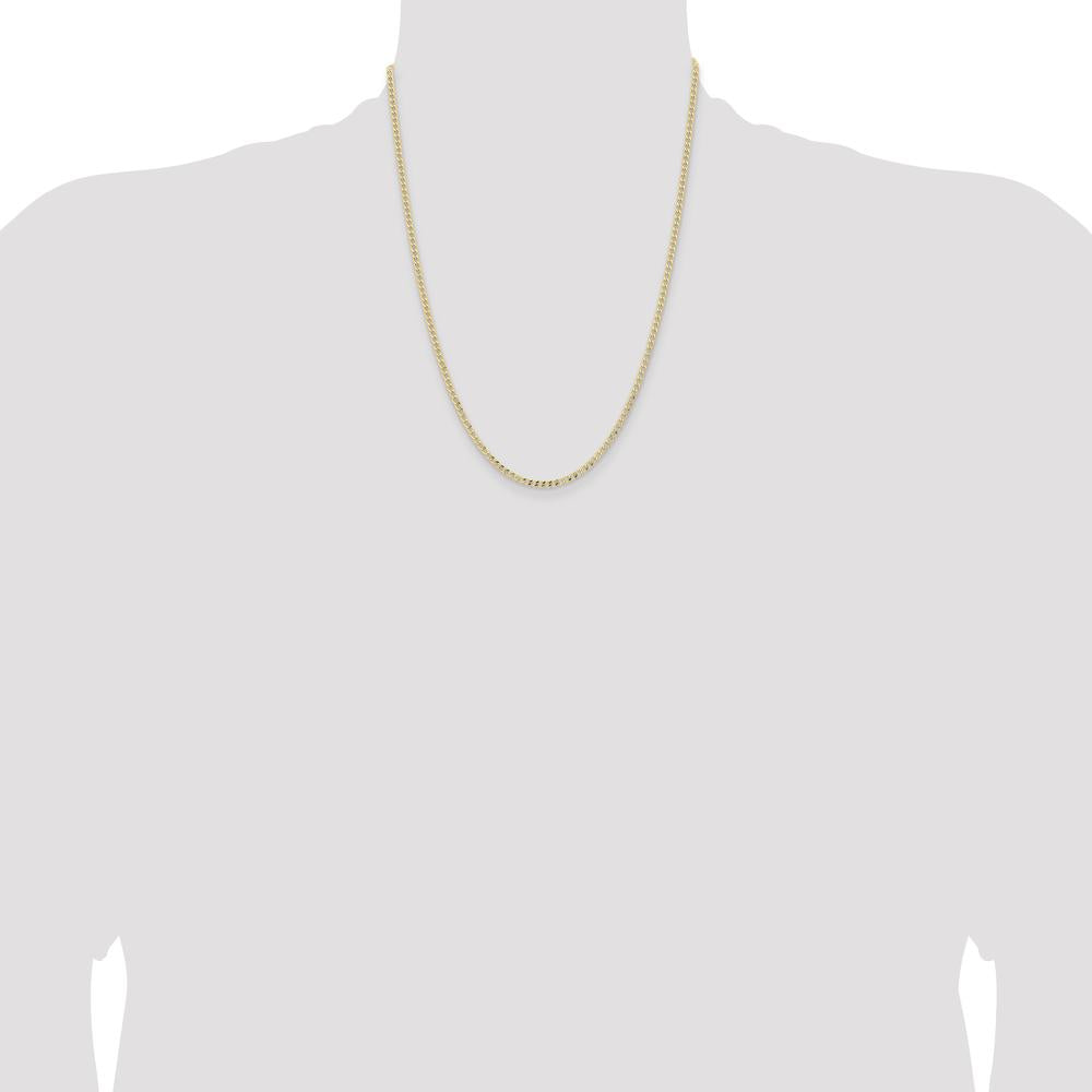 14K Yellow Gold 22-Inch Semi-Solid Curb Chain with Lobster Clasp by Oro Pregiato