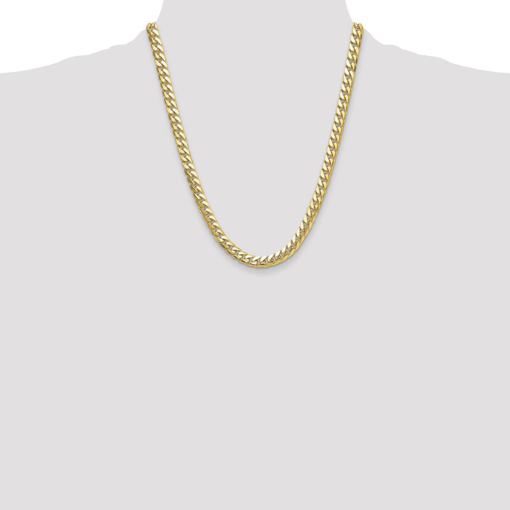 14K Yellow Gold 22-inch Solid Miami Cuban Chain Necklace - 8mm Width by Oro Pregiato