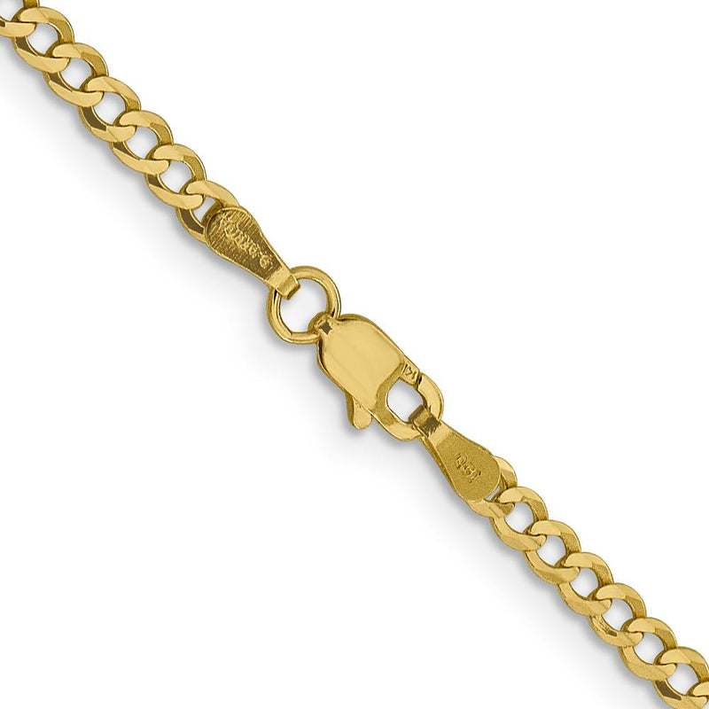 14K Yellow Gold 22" Lightweight 3.1mm Flat Cuban Chain with Lobster Clasp by Oro Pregiato