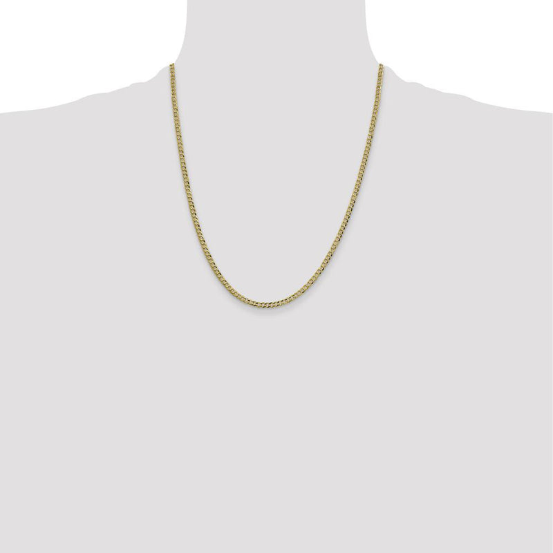 14K Yellow Gold 22" Lightweight 3.1mm Flat Cuban Chain with Lobster Clasp by Oro Pregiato