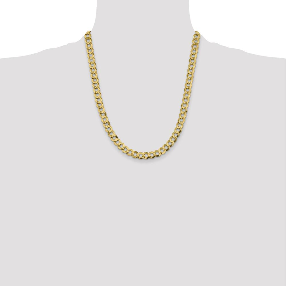 14K Yellow Gold 22" Lightweight Flat Cuban Chain - 8.3mm Wide with Lobster Clasp by Oro Pregiato