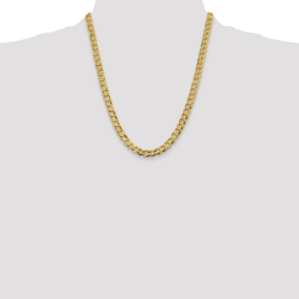 14K Yellow Gold 22" Lightweight Flat Cuban Chain - 9.4mm Width by Oro Pregiato