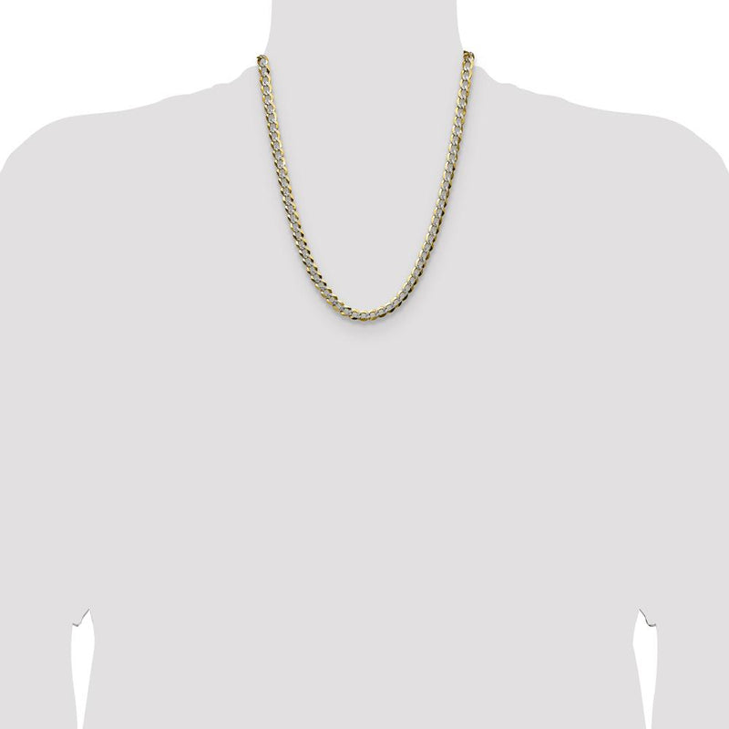 14K Yellow Gold 22" Lightweight Pavé Flat Cuban Chain - 7.2mm by Oro Pregiato