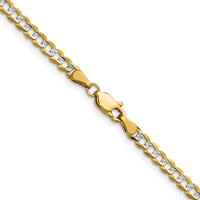 14K Yellow Gold 22" Lightweight Pavé Flat Cuban Chain Necklace by Oro Pregiato