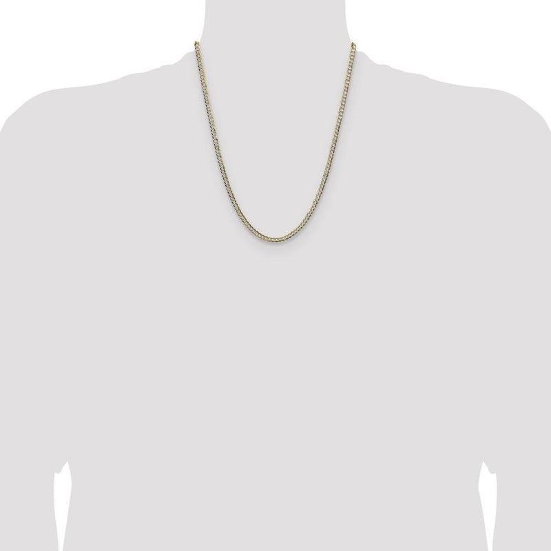 14K Yellow Gold 22" Lightweight Pavé Flat Cuban Chain Necklace by Oro Pregiato