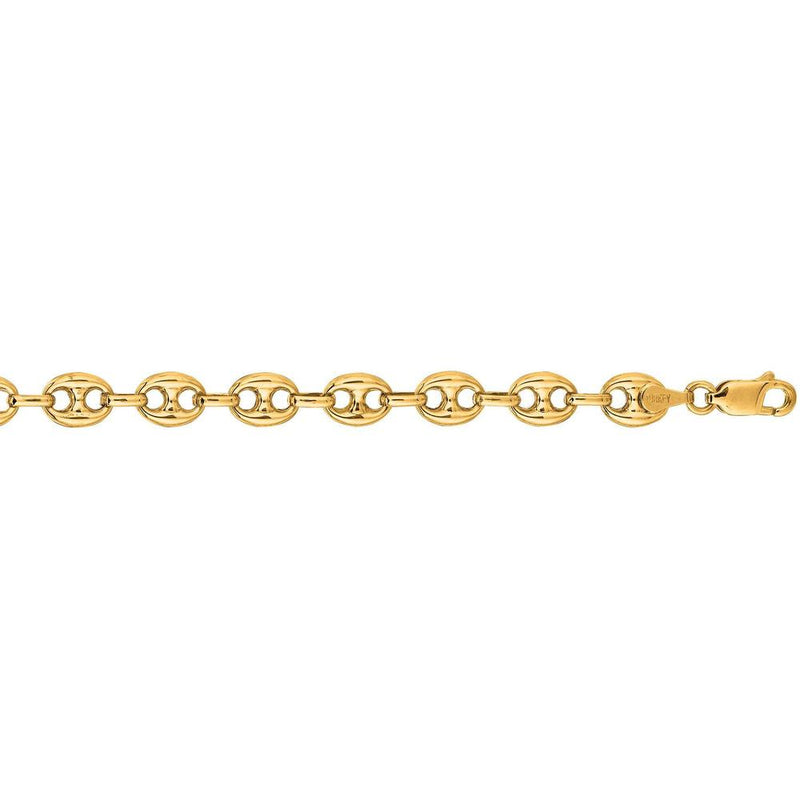 14K Yellow Gold 22" Lite Puffed Mariner Chain with Polished Finish - 11mm Width by Orozza Fine Jewelry