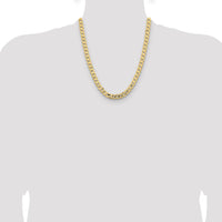 14K Yellow Gold 22" Open Concave Curb Chain Necklace - 8.5mm Width by Oro Pregiato