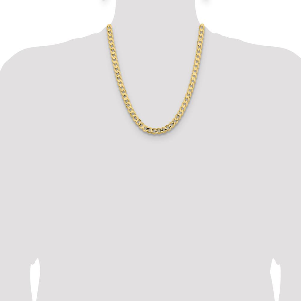 14K Yellow Gold 22" Open Concave Curb Chain Necklace - 8.5mm Width by Oro Pregiato