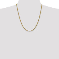 14K Yellow Gold 22" Polished Rope Chain Necklace with Lobster Clasp - 3mm Solid Handcrafted Design