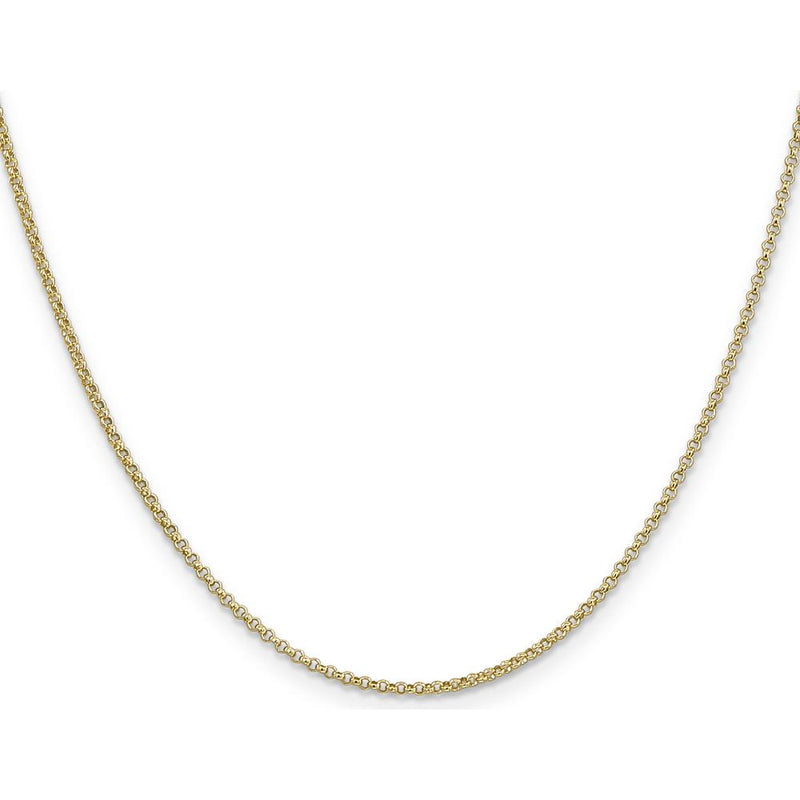 14K Yellow Gold 22" Rolo Pendant Chain - 1.55mm Width by Oro Pregiato