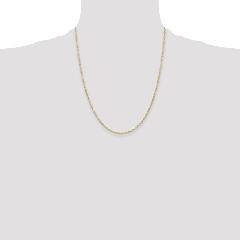 14K Yellow Gold 22" Rope Chain Necklace - 1.35mm Width