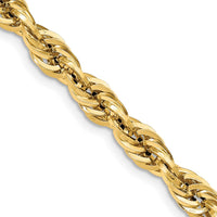 14K Yellow Gold 22" Rope Chain Necklace - 7mm Width with Lobster Clasp by Oro Pregiato