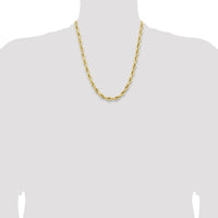 14K Yellow Gold 22" Rope Chain Necklace - 7mm Width with Lobster Clasp by Oro Pregiato