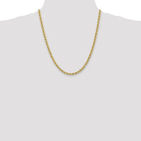 14K Yellow Gold 22" Rope Chain Necklace with 5mm Solid Polished Links and Lobster Clasp