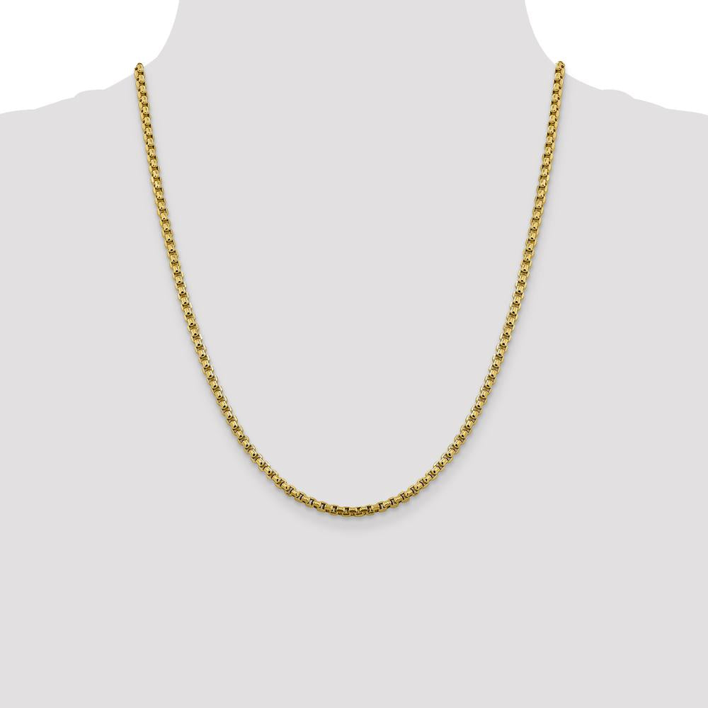 14K Yellow Gold 22" Semi-Solid Box Chain with Lobster Clasp - 3.6mm Width by IBGoodman