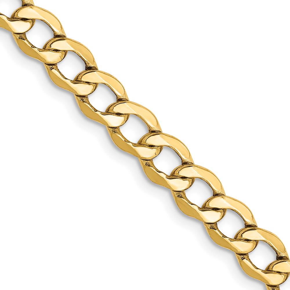 14K Yellow Gold 22" Semi-Solid Curb Chain with Lobster Clasp - 5.25mm Width by Oro Pregiato