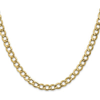 14K Yellow Gold 22" Semi-Solid Curb Chain with Lobster Clasp - 5.25mm Width by Oro Pregiato