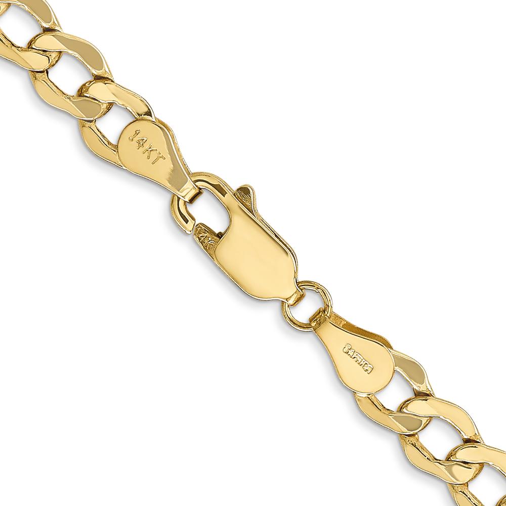 14K Yellow Gold 22" Semi-Solid Curb Chain with Lobster Clasp - 5.25mm Width by Oro Pregiato