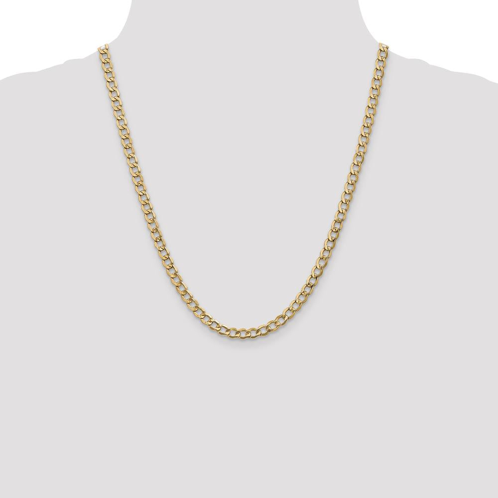 14K Yellow Gold 22" Semi-Solid Curb Chain with Lobster Clasp - 5.25mm Width by Oro Pregiato