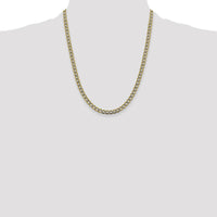 14K Yellow Gold 22" Semi-Solid Curb Chain with Rhodium Pavé Accents - 5.2mm by Oro Pregiato